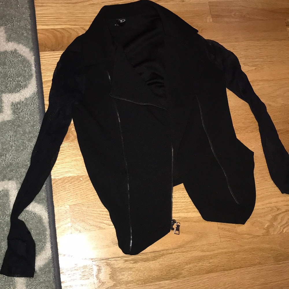 Jacket with sheer sleeves